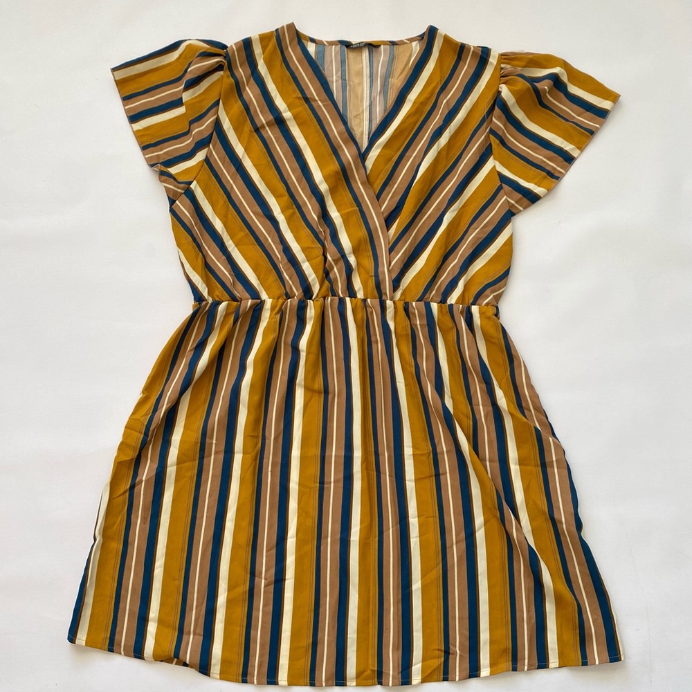 Plus size Striped Surplice Neck Dress